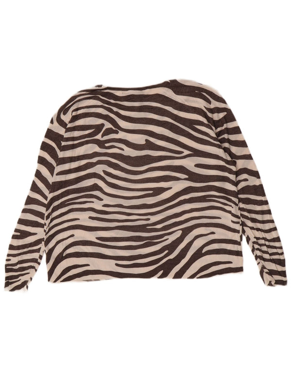 Zara Dame Loose Fit Bluse Top UK 14 Medium Brown Animal Print