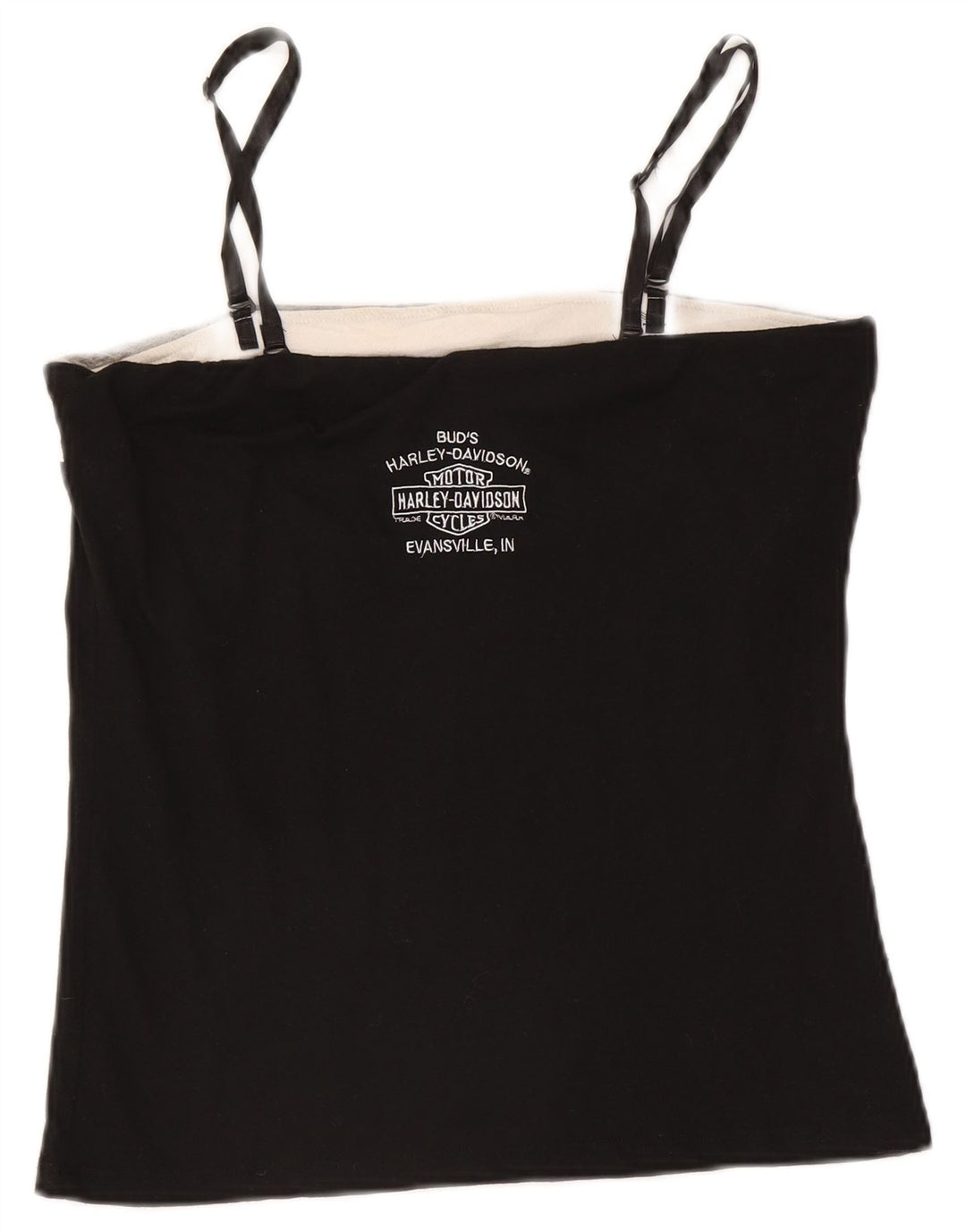 Harley Davidson Dame Grafisk Crop Cami Top UK 14 Stor Sort Bomuld