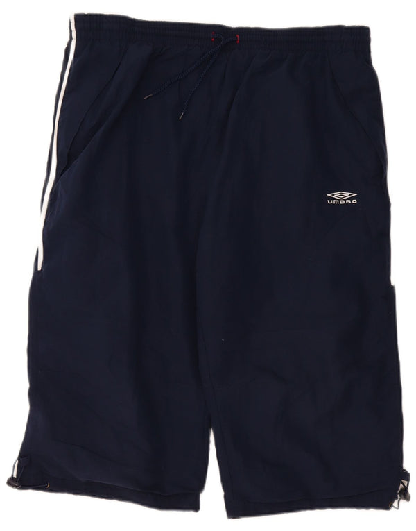 Umbro Womens Graphic Bermuda Sports Shorts UK 16 Large Navy Blue Polyester