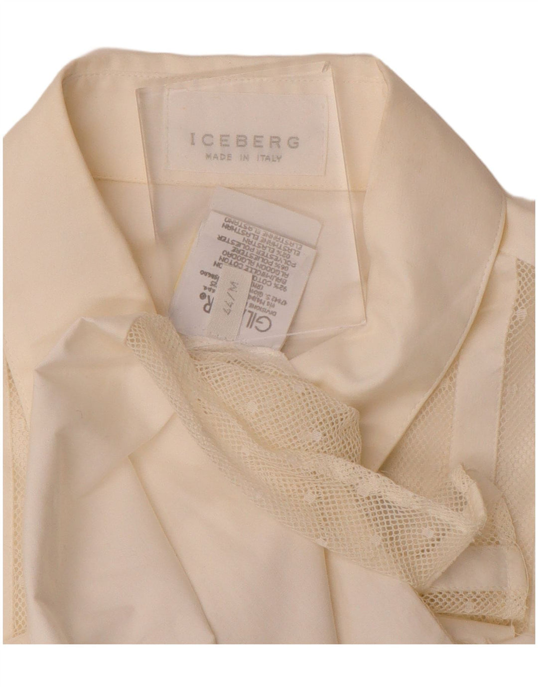 Iceberg Dame Flæse Front Blondeskjorte Bluse IT 44 Medium Hvid Bomuld