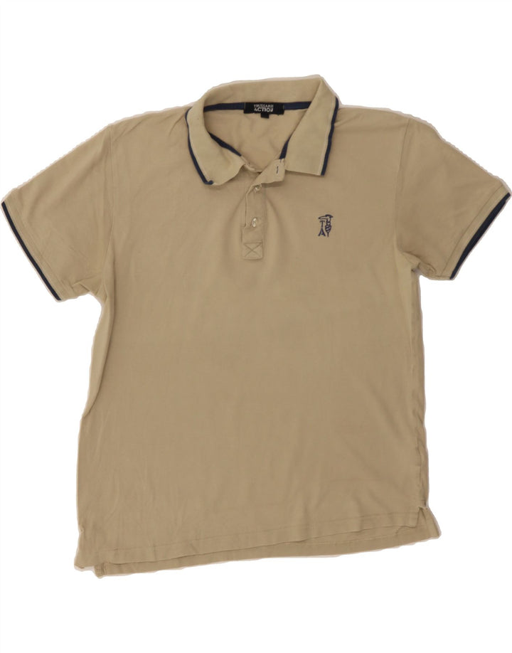 TRUSSARDI Mens Polo Shirt Medium Beige Cotton Vintage Trussardi and Second-Hand Trussardi from Messina Hembry 