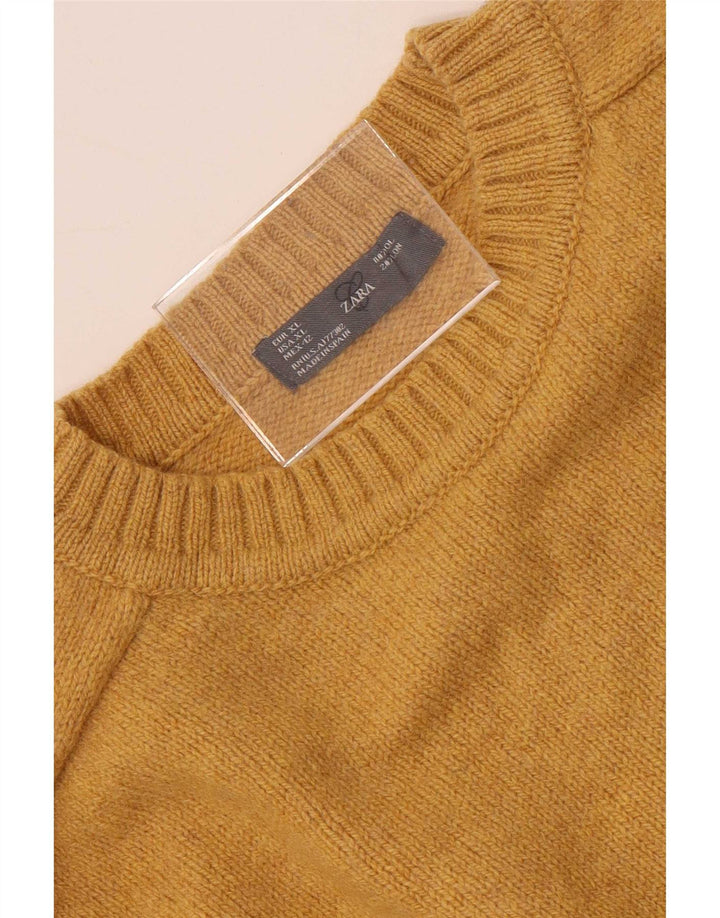 Zara Herre sweater med rund hals XL gul uld