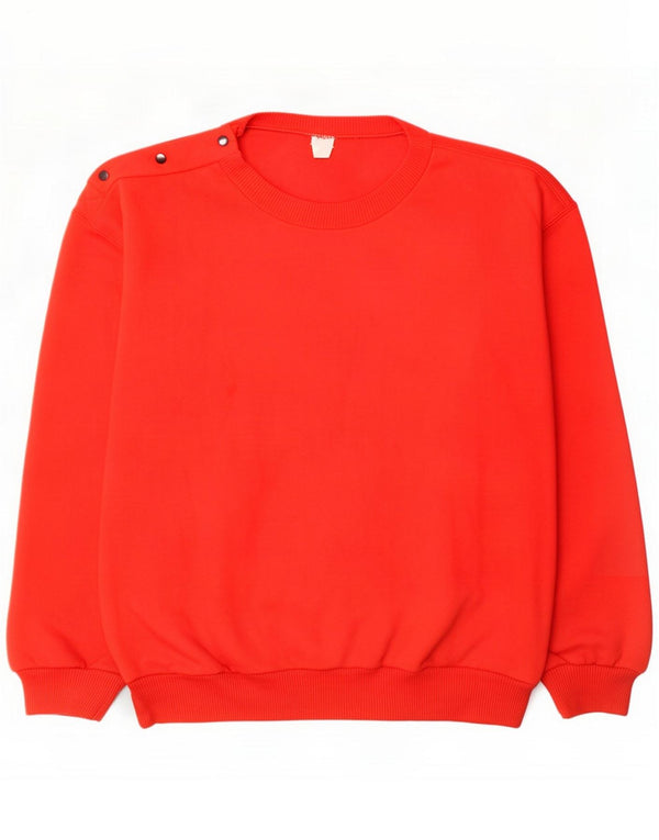 Vintage Herre sweater med rund hals, stor rød akryl
