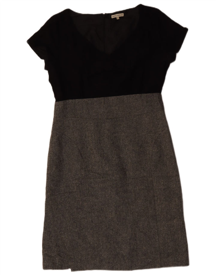 Laura Ashley Womens Sheath Dress UK 14 Large Black Colourblock Polyester