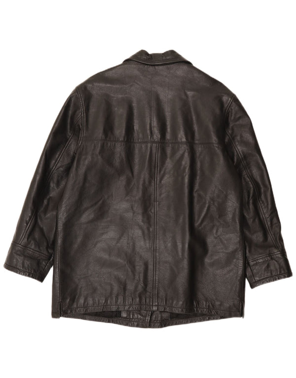 Vintage læderfrakke til kvinder IT 48 XL Sort
