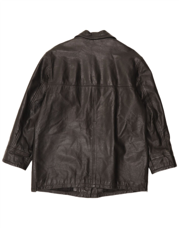 Vintage læderfrakke til kvinder IT 48 XL Sort