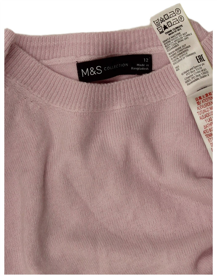 Marks & Spencer Dame sweater med rund hals DK 12 Medium Pink Akryl