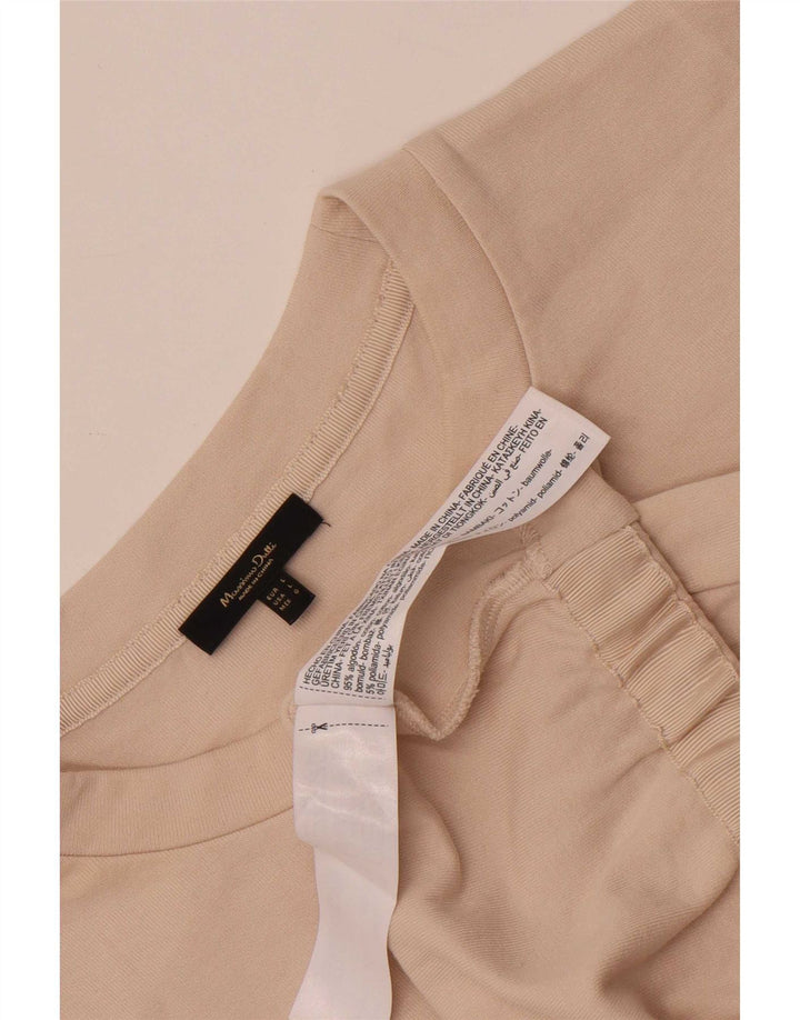 Massimo Dutti Dame T-Shirt Top UK 16 Stor Beige Bomuld