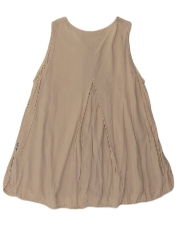 Armani Jeans Dame ærmeløs bluse Top UK 14 Stor Beige Viscose