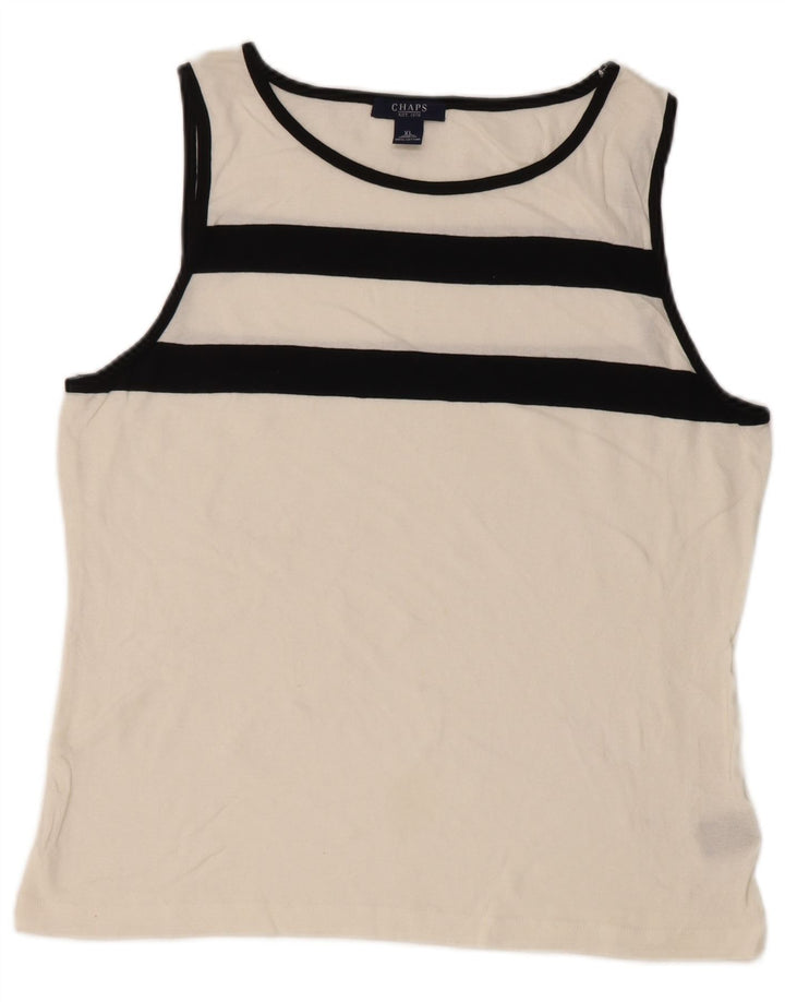 CHAPS Damevest Top UK 18 XL Hvidstribet bomuld