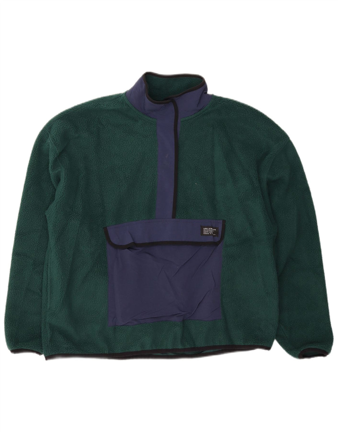 Levi's Dame Oversized Fleece Jumper UK 14 Medium Green Colourblock