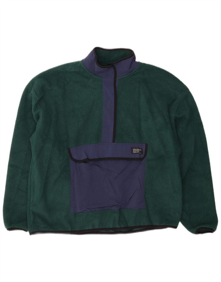 Levi's Dame Oversized Fleece Jumper UK 14 Medium Green Colourblock