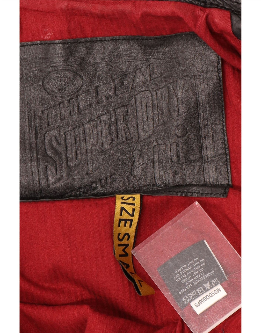 Superdry Military Læderjakke til mænd UK 36 Lille sort læder