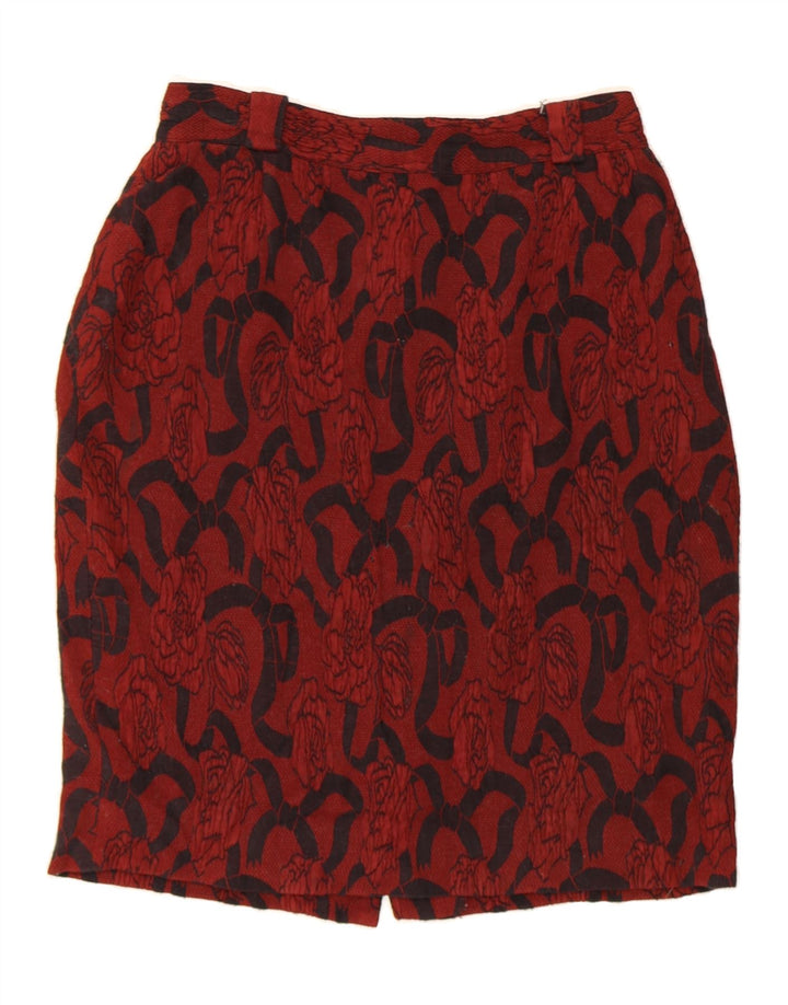VINTAGE Womens Pencil Skirt W26 Small  Red Floral Vintage Vintage and Second-Hand Vintage from Messina Hembry 