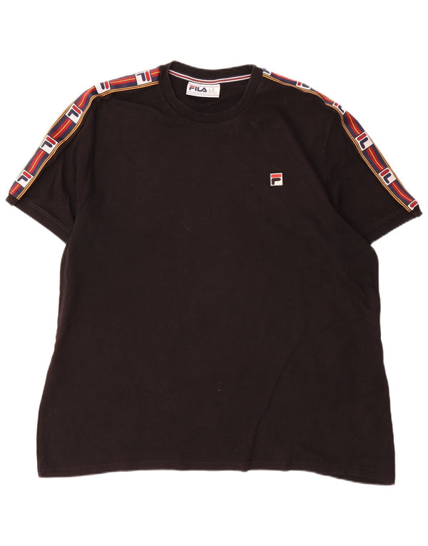 Fila Herre Grafisk T-Shirt Top 2XL Sort Bomuld