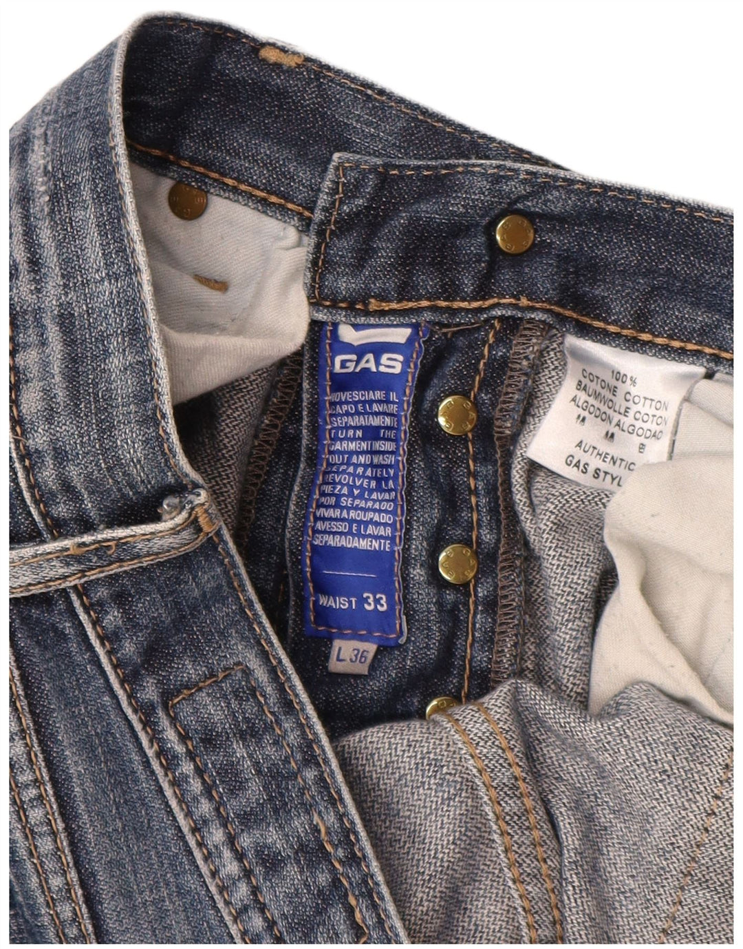Gas Straight Jeans til mænd W33 L34 blå bomuld