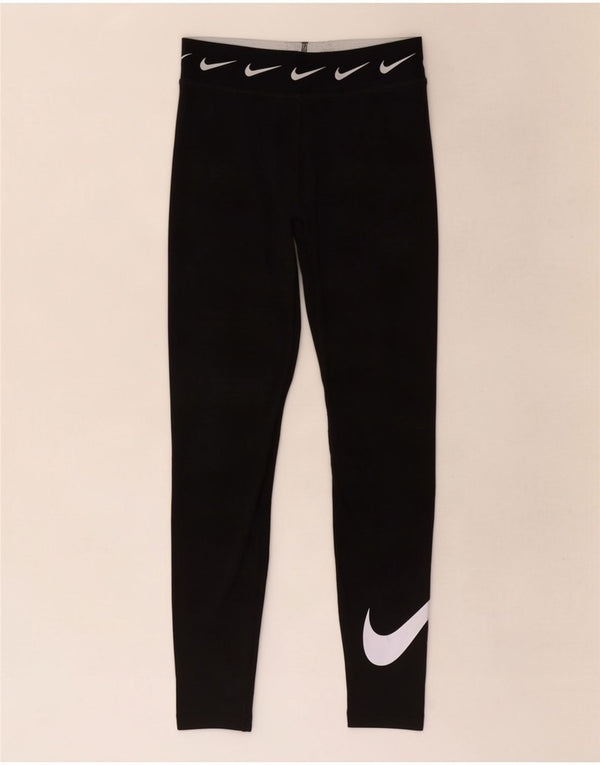 Nike Dame Dri Fit Grafiske Leggings UK 8 Small Black Bomuld