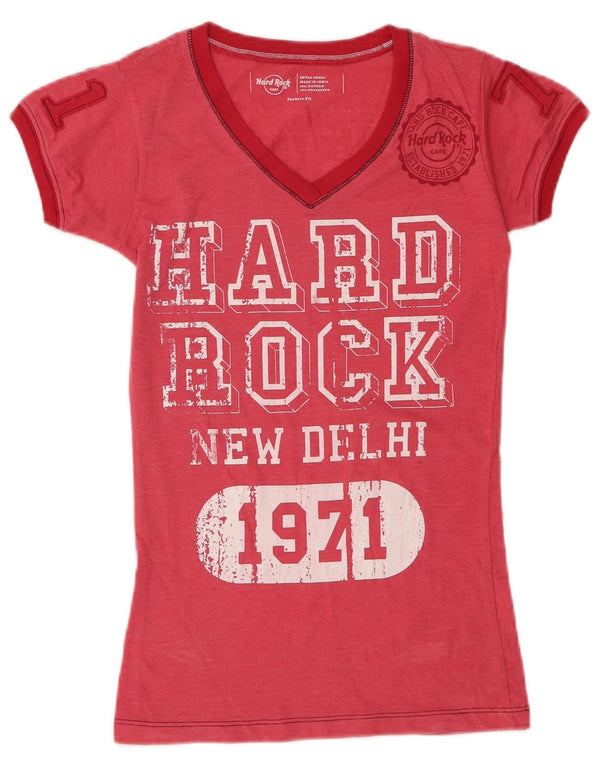 HARD ROCK CAFE Girls New Dalhi Grafisk T-Shirt Top 13-14 år XS Pink