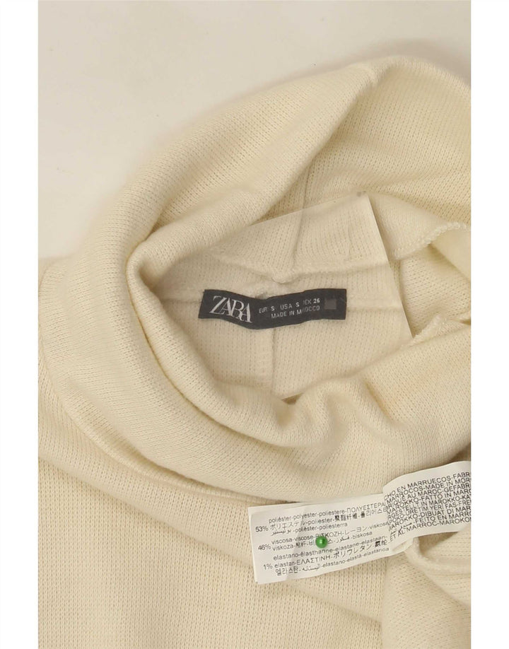 Zara Dame Jumper Dress UK 10 Small Beige Polyester