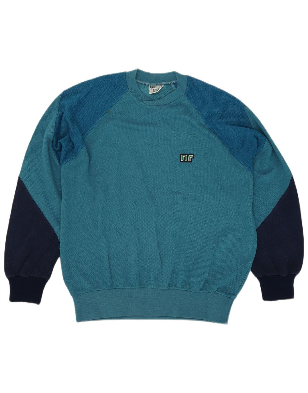 Ennerre Herre Sweatshirt Jumper Large Blue Colourblock Bomuld