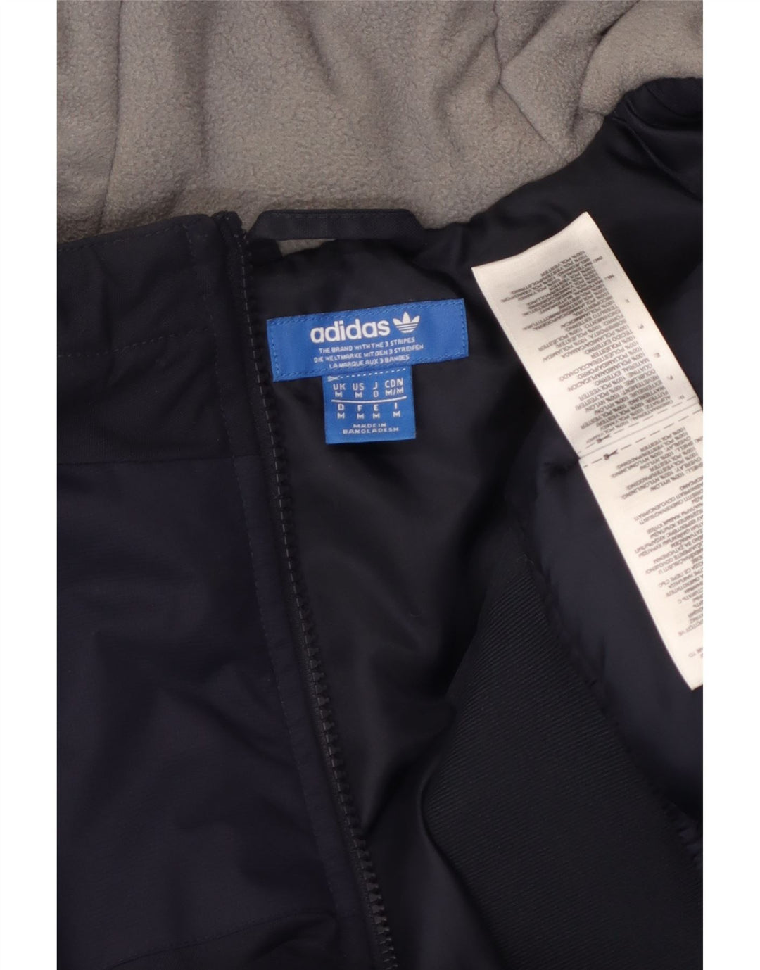 Adidas Herre Hooded Windbreaker Jacket UK 38 Medium Navy Blue Polyester