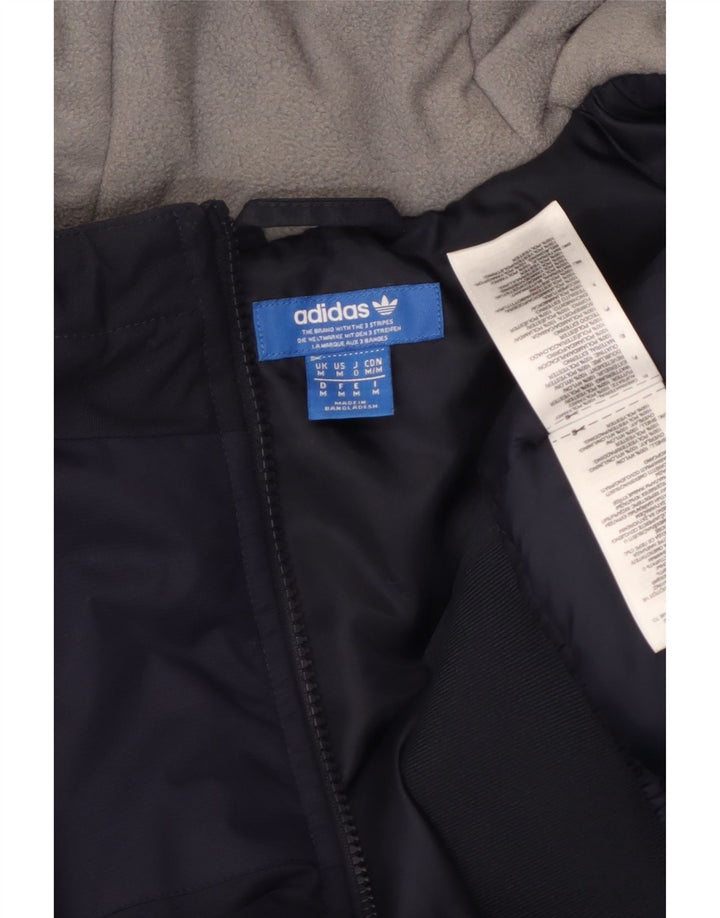 Adidas Herre Hooded Windbreaker Jacket UK 38 Medium Navy Blue Polyester
