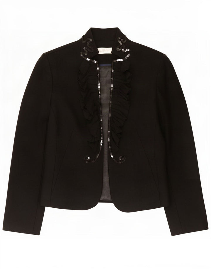Edina Ronay Dame Blazer Jacket UK 10 Small Black Wool