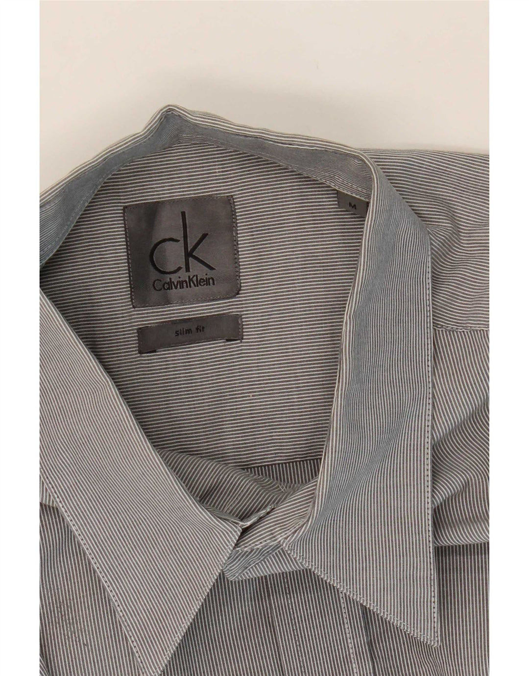 Calvin Klein Herre Slim Fit skjorte Medium Grey Pinstripe Bomuld