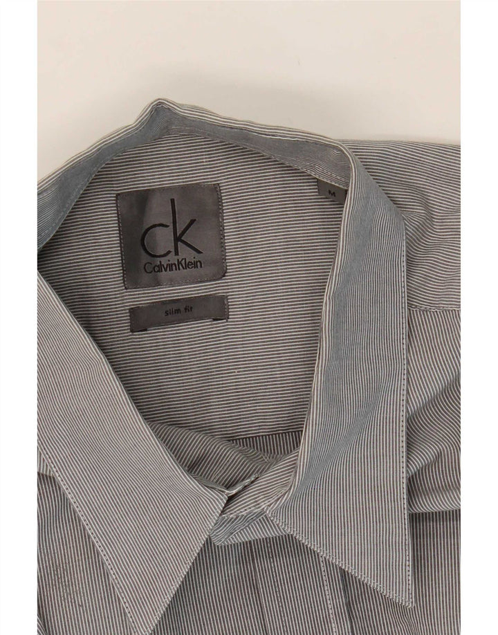 Calvin Klein Herre Slim Fit skjorte Medium Grey Pinstripe Bomuld