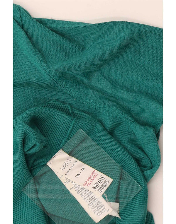 Marks & Spencer Dame V-hals sweater UK 18 XL Grøn viskose