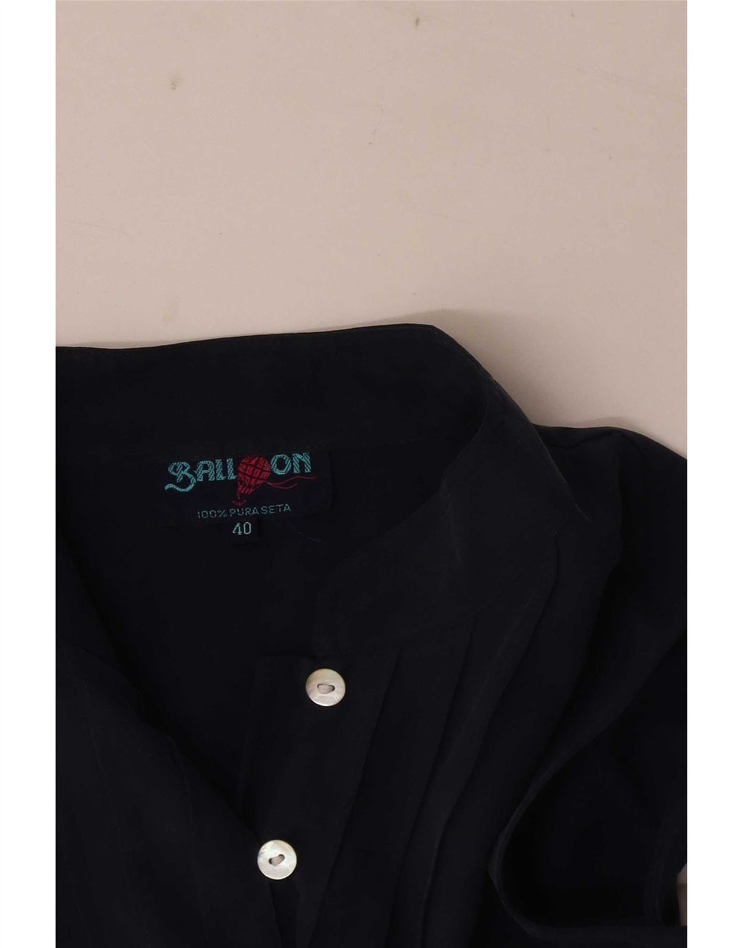 Ballon Womens Crop Ærmeløs skjortebluse EU 40 Medium Navy Blue Silke