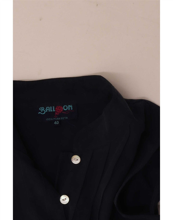 Ballon Womens Crop Ærmeløs skjortebluse EU 40 Medium Navy Blue Silke