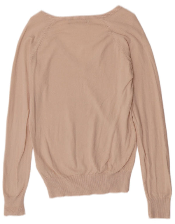 Zara Dame V-hals sweater UK 12 Medium Pink Bomuld
