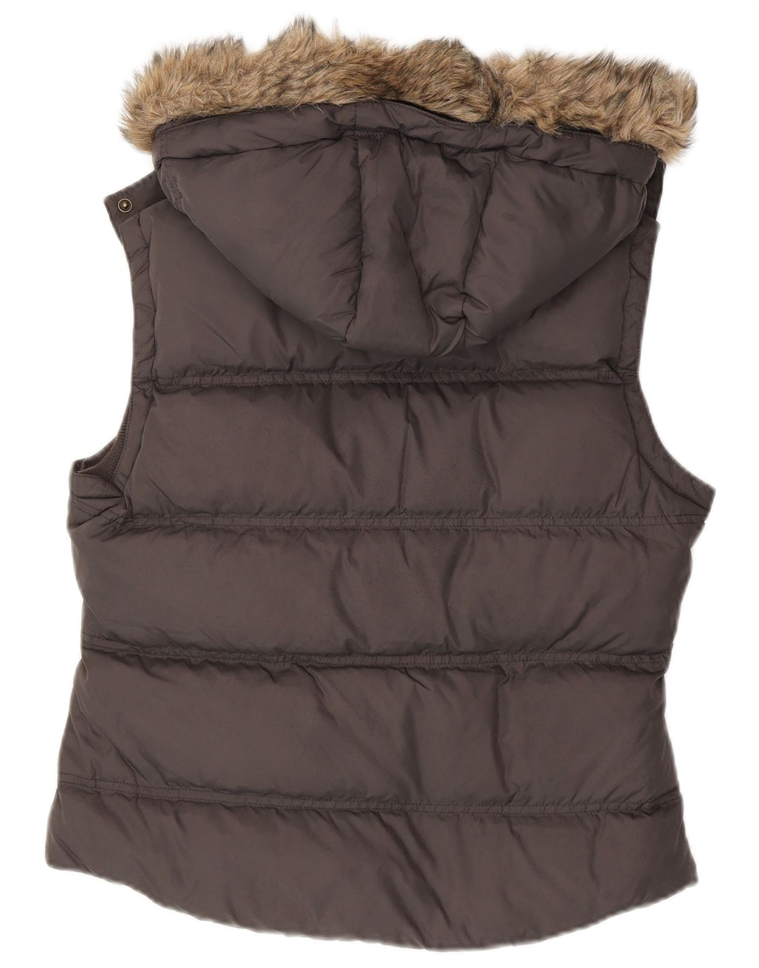 JACK WILLS Dame hætte polstret Gilet UK 12 mellemgrå nylon