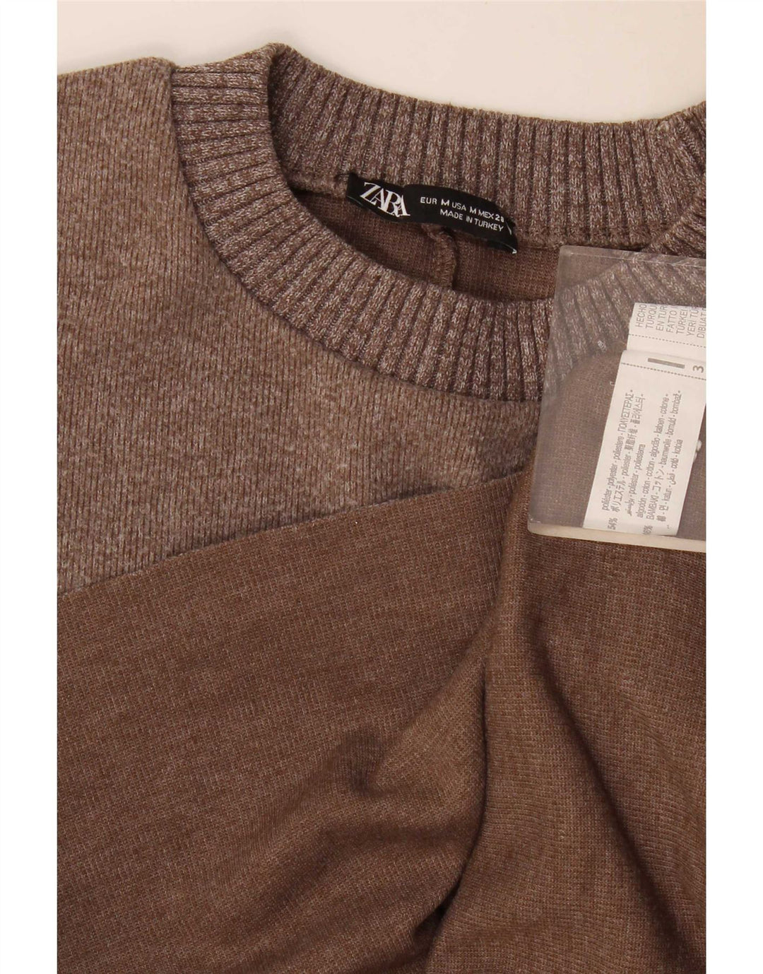 Zara Damebluse Top UK 14 Medium Brun Polyester