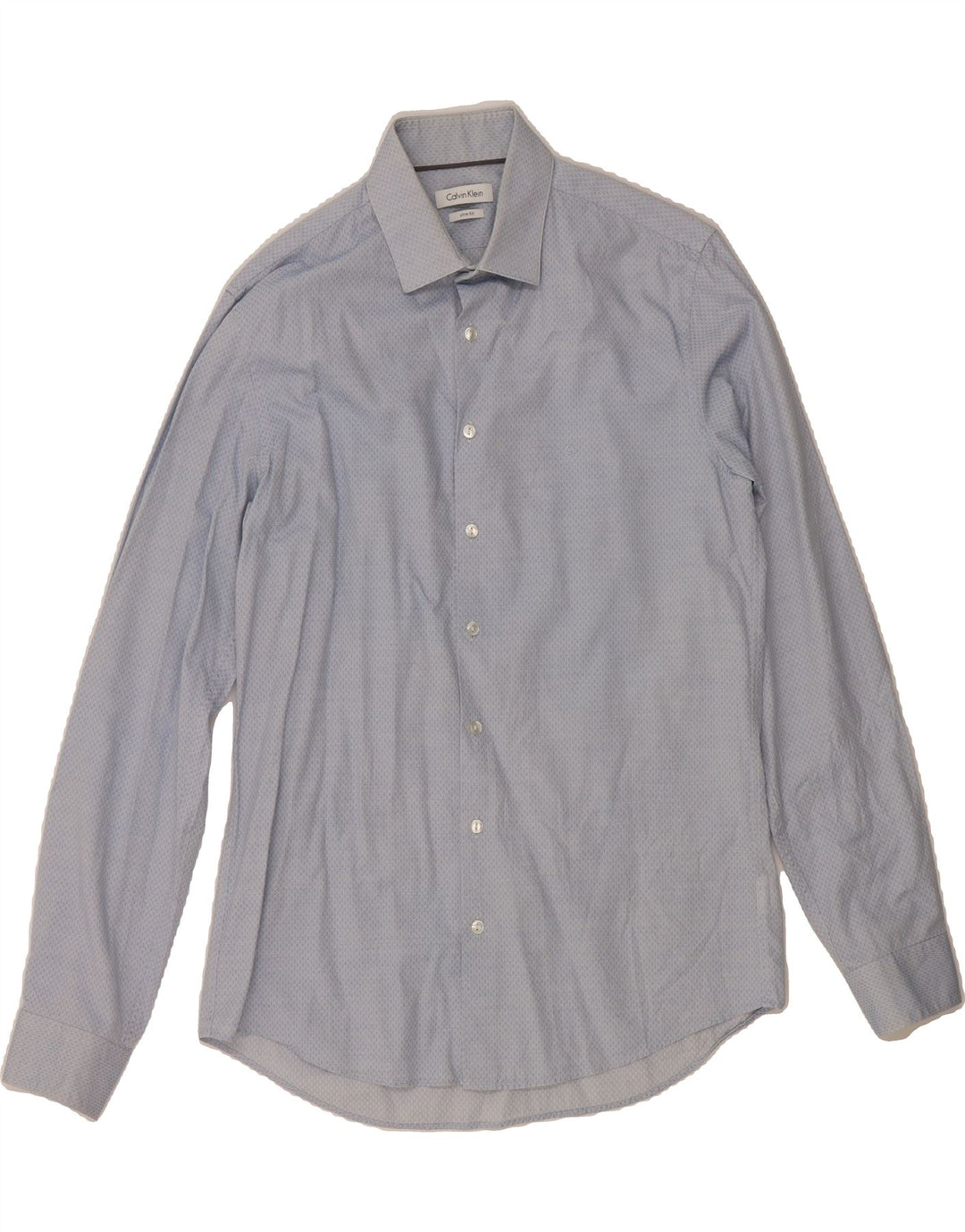 CALVIN KLEIN Mens Slim Fit Shirt Size 41 16 Large Blue Argyle/Diamond Vintage Calvin Klein and Second-Hand Calvin Klein from Messina Hembry 