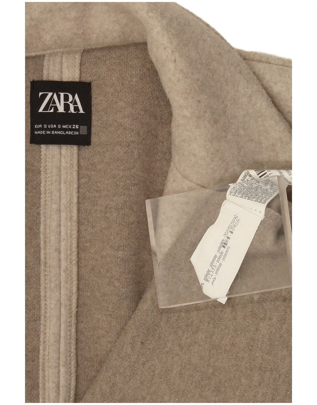 ZARA Womens Oversized Open Overcoat UK 10 Small Beige Polyester