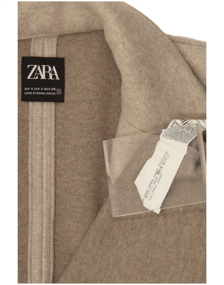 ZARA Womens Oversized Open Overcoat UK 10 Small Beige Polyester