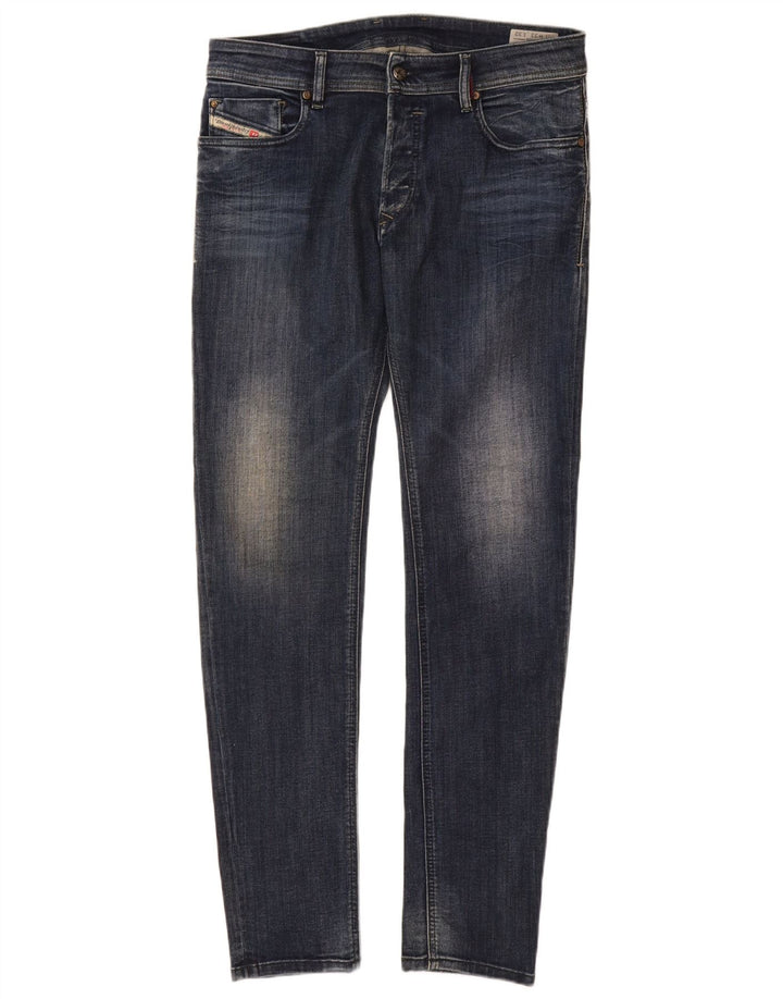 DIESEL Herre Sleenker Slim Skinny Jeans W33 L32 Marineblå Bomuld