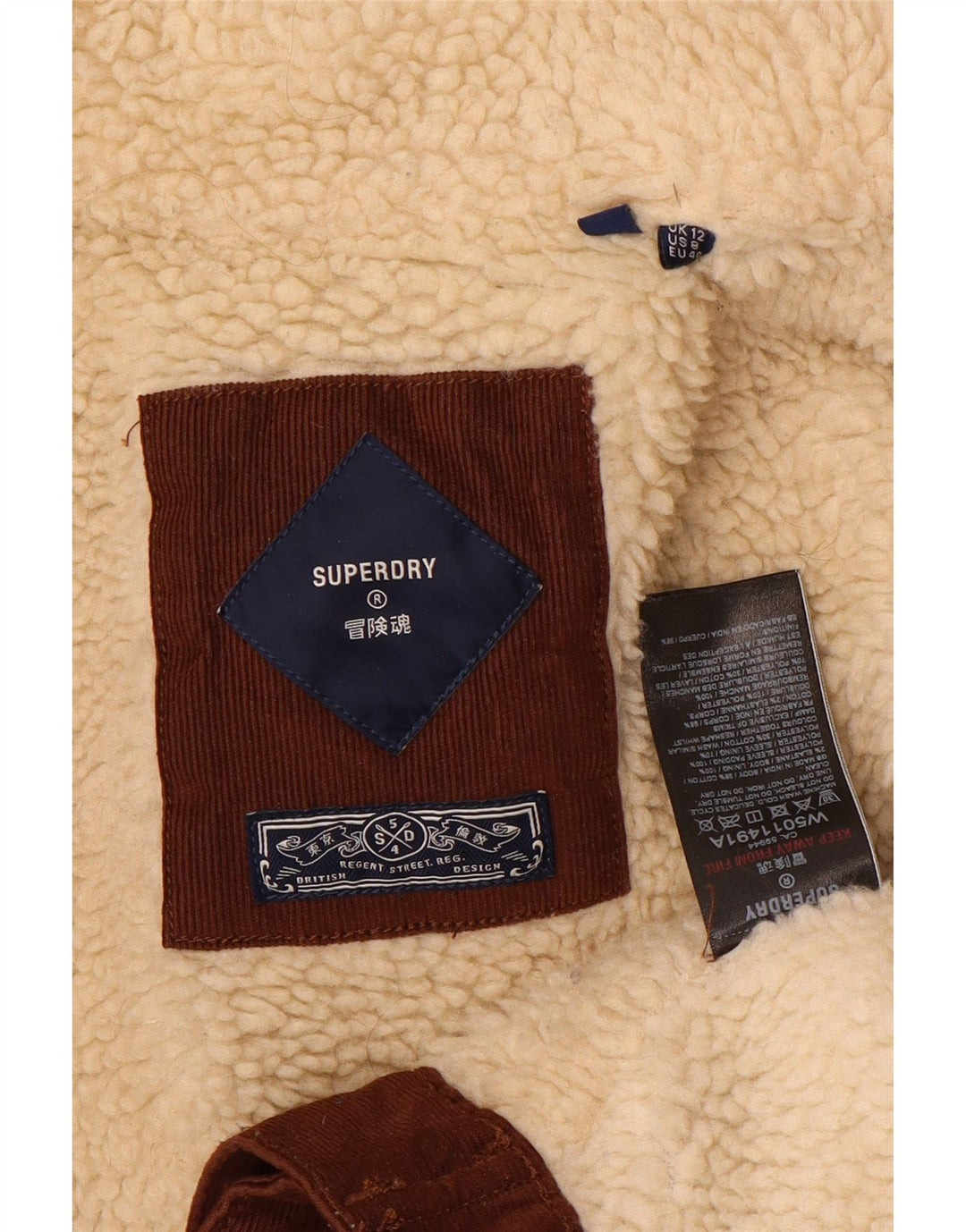 Superdry Sherpa Corduroy-jakke til kvinder UK 12 Medium Brown Colourblock