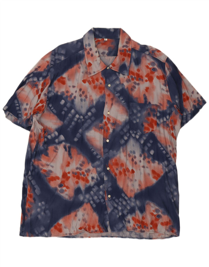 Vintage kortærmet herreskjorte XL Blue Tie Dye