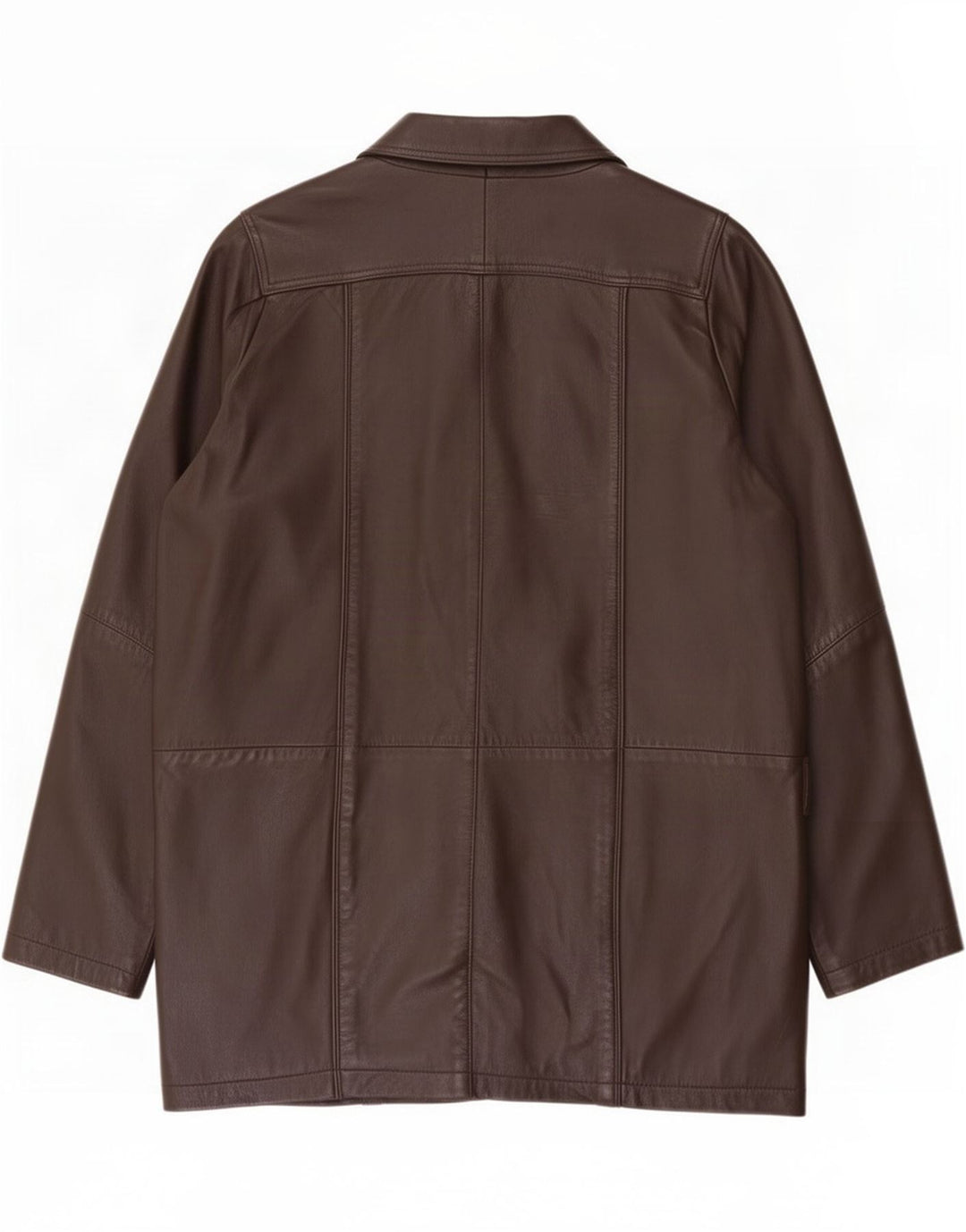 Vintage Womens Oversized Læderfrakke UK 16 Large Brown
