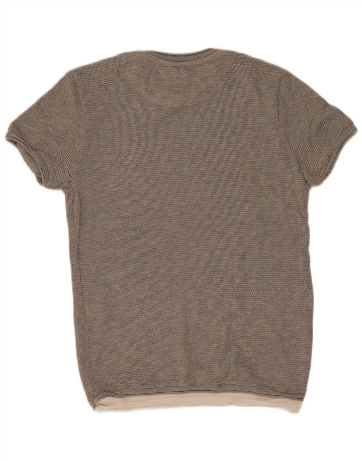 Zara Mens T-Shirt Top Medium Grey Cotton