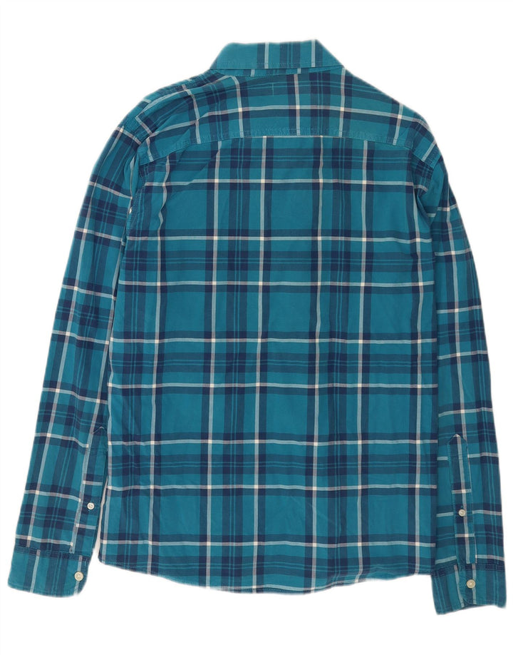 Hollister herreskjorte stor blå plaid bomuld