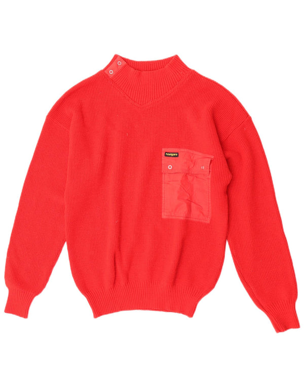 Navigare Herre Turtle Neck Jumper Sweater IT 44/46 Small Red Virgin Wool