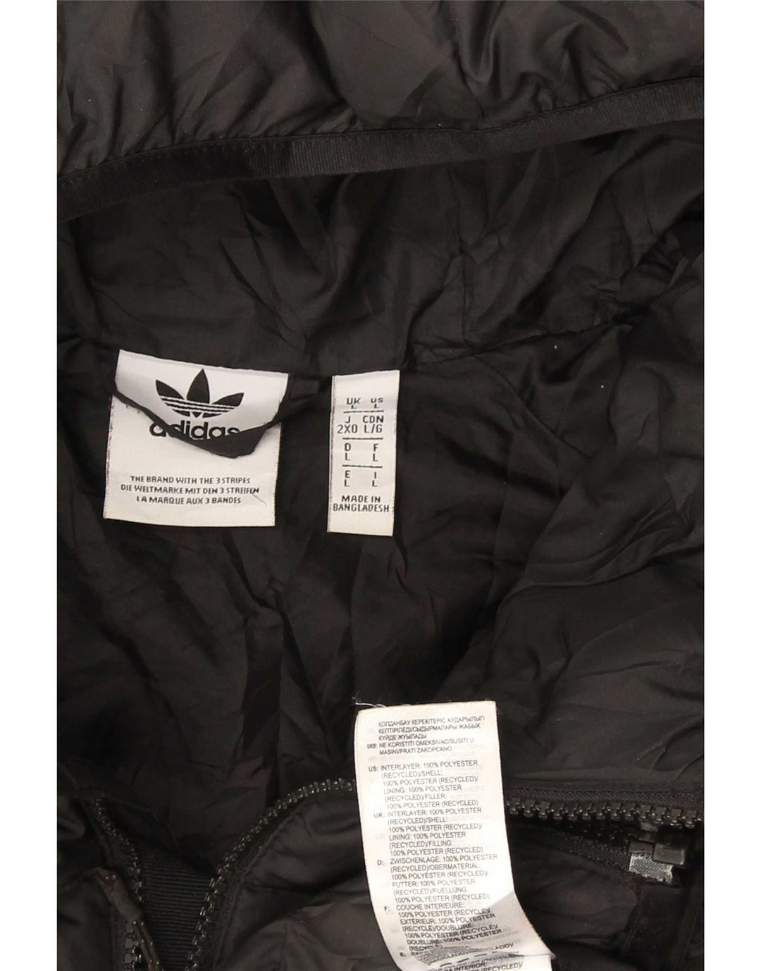 Adidas Herre hættepolstret jakke UK 40 Stor sort polyester