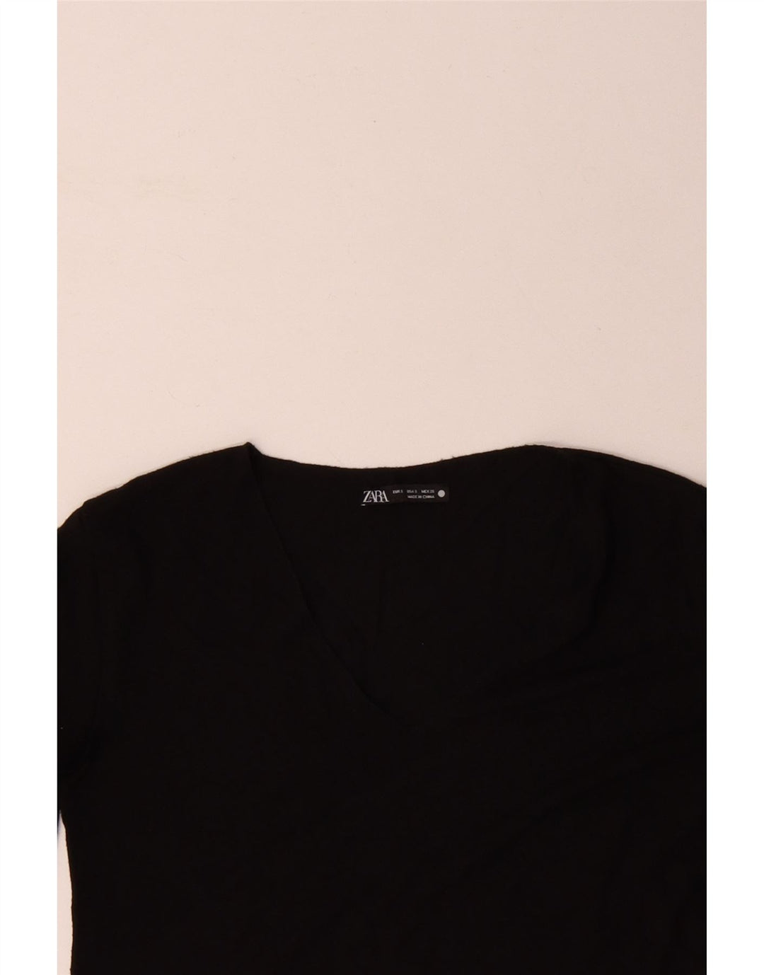 ZARA Dame Top Langærmet UK 10 Lille Sort