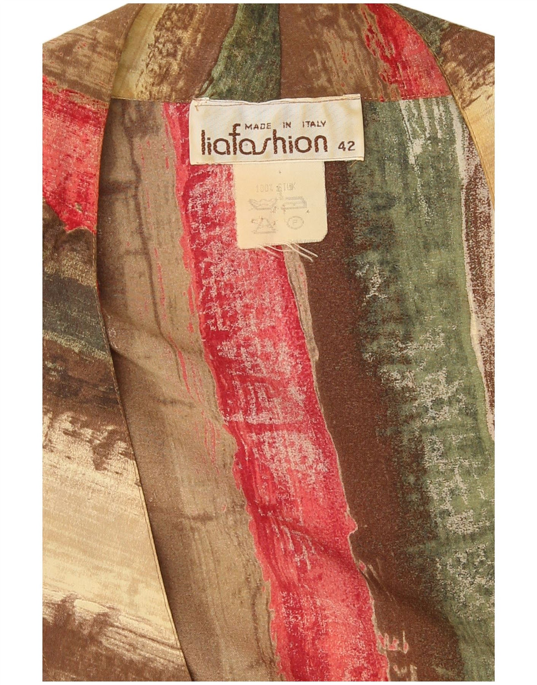 Vintage Dame Wrap Bluse Top IT 42 Medium Flerfarvet Stribet Silke