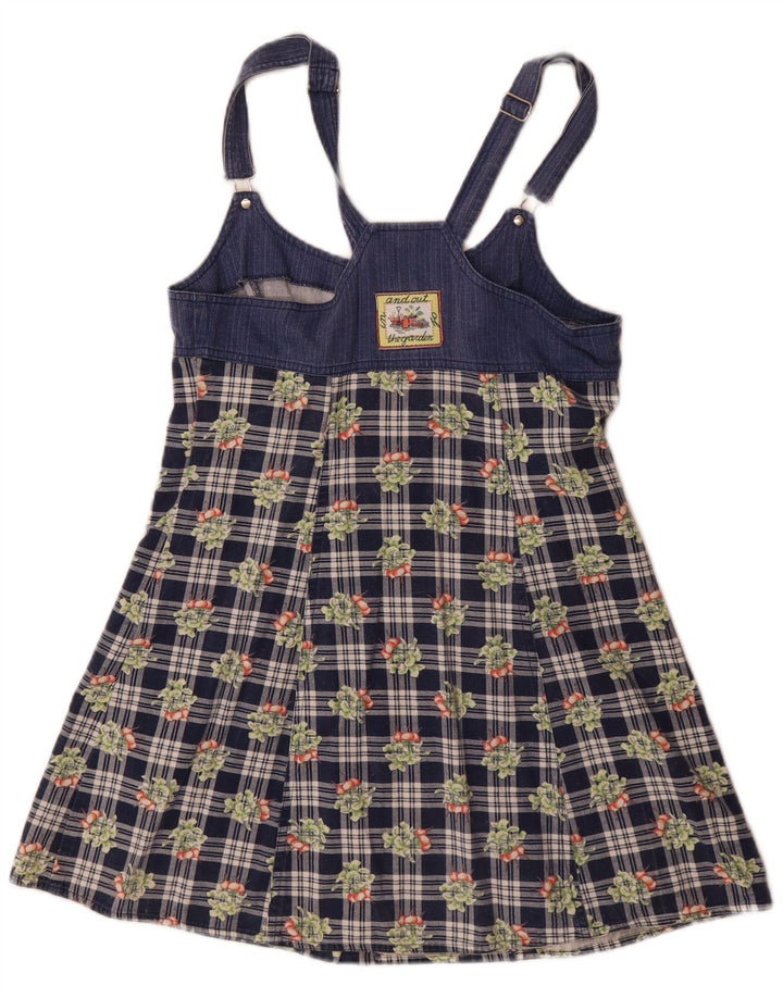 Colmar Dame Mini Dungaree Dress UK 12 Medium Navy Blue Ternet Bomuld