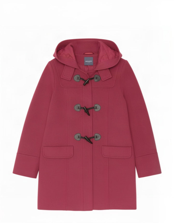 Marks & Spencer Dame Hooded Duffel Coat UK 10 Small Bourgogne Polyester